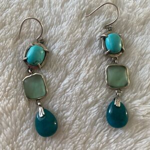 Elegant Turquoise and Silver Dangle Earrings Silpada